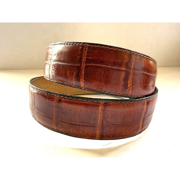 Vintage Ann Taylor Croc Print Brown Leather Womens Belt Size XS S Western 24-27" - Picture 5 of 12